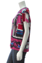 Geometric Print T-Shirt - Pink Size 40