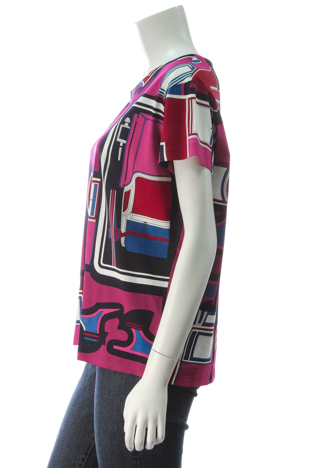 Geometric Print T-Shirt - Pink Size 40