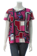 Geometric Print T-Shirt - Pink Size 40