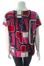 Geometric Print T-Shirt - Pink Size 40