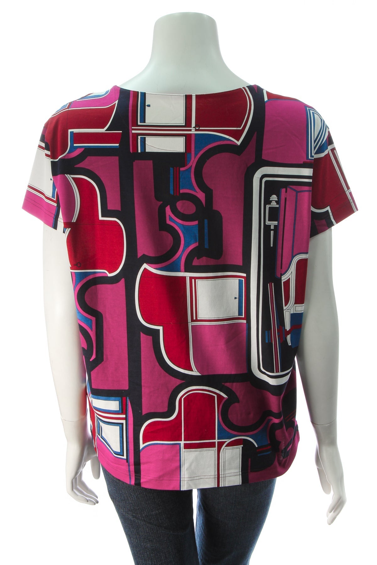 Geometric Print T-Shirt - Pink Size 40