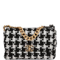 Chanel Large 19 Flap Bag Black and White Tweed Mixed Hardware