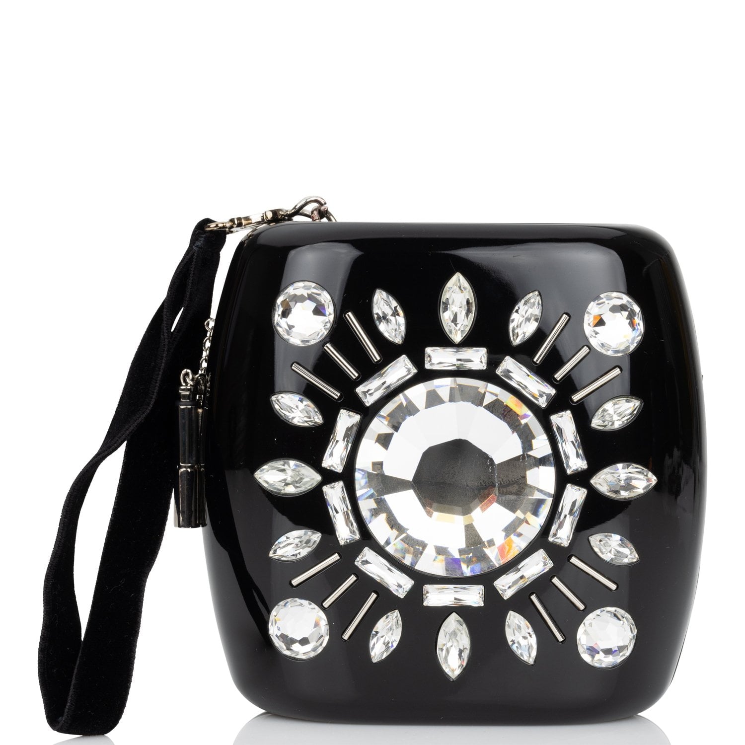 Pre-owned Chanel Minaudi√®re Jewel Clutch Black Resin Silver Hardware