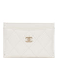 Chanel Card Holder Wallet White Caviar Light Gold Hardware