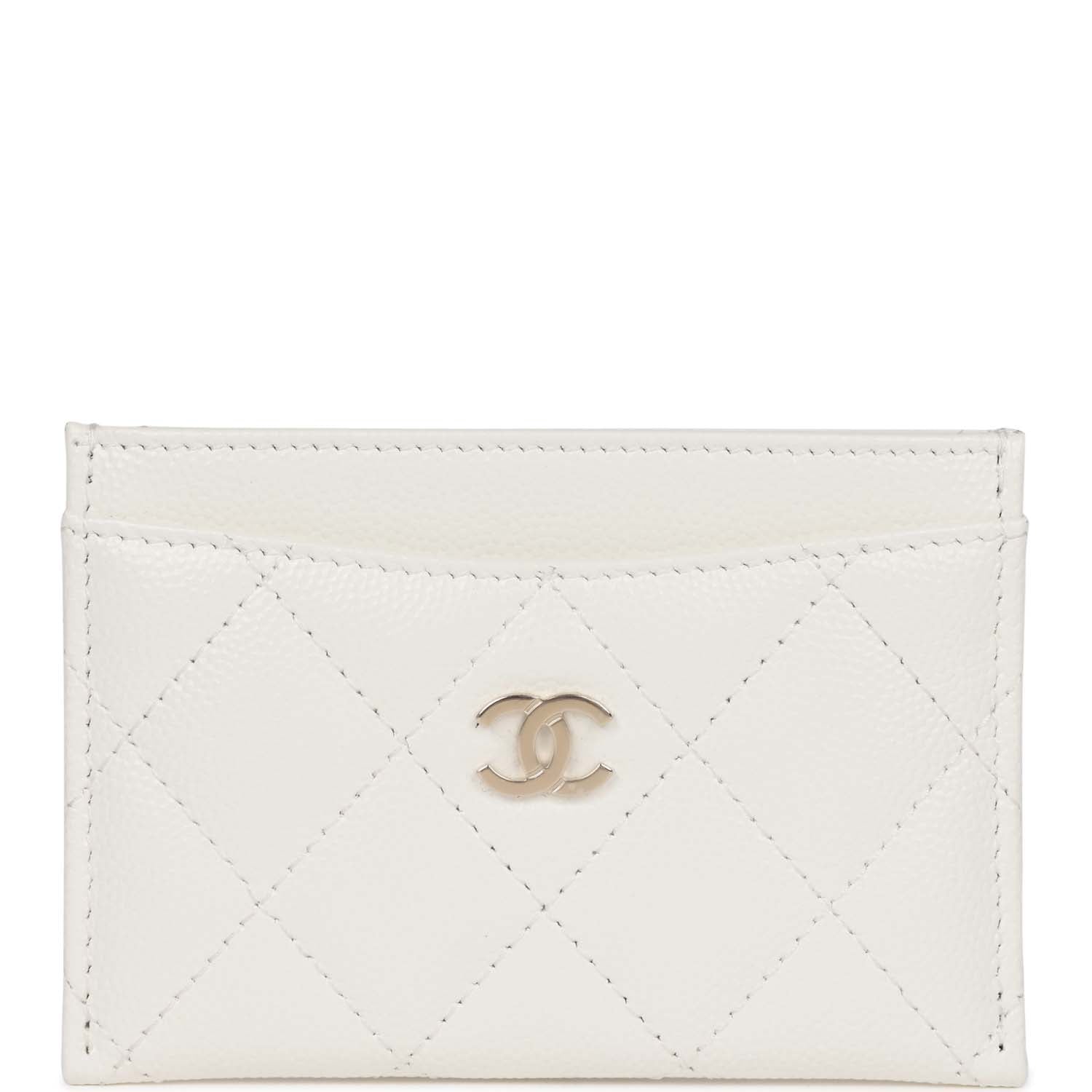 Chanel Card Holder Wallet White Caviar Light Gold Hardware
