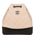 Chanel Small Gabrielle Backpack Beige and Black Aged Calfskin Mixed Hardware