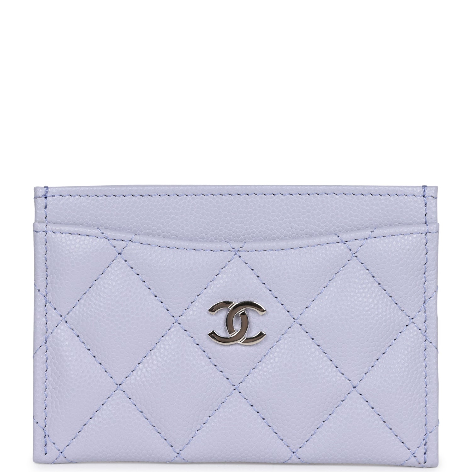 Chanel Card Holder Wallet Lilac Caviar Silver Hardware