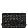 Pre-Owned Chanel Jumbo Classic Double Flap Bag SO Black Lambskin Black Hardware