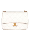 Chanel Large Single Flap White Caviar Leather Antique Gold Hardware