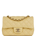 Chanel Mini Rectangular Flap Bag Yellow Lambskin Light Gold Hardware
