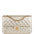 Chanel Medium Classic Double Flap Bag Gold Iridescent Lambskin Antique Gold Hardware