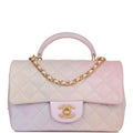 Chanel Mini Rectangular Flap Bag with Top Handle Light Pink Ombre Lambskin Antique Gold Hardware - Deposit NR