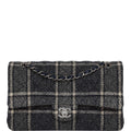 Chanel Medium Classic Double Flap Bag Navy Tweed Silver Hardware