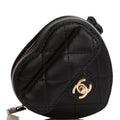 Chanel CC In Love Heart Zipped Arm Coin Purse Black Lambskin Light Gold Hardware
