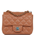 Chanel Mini Square Flap Bag Caramel Lambskin Light Gold Hardware