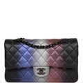Pre-owned Chanel Medium Classic Double Flap Bag Multicolor Iridescent Calfskin Black Hardware