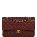 Chanel Medium Classic Double Flap Bag Burgundy Caviar Antique Gold Hardware