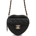 Chanel CC In Love Heart Clutch with Chain Black Lambskin Light Gold Hardware