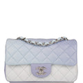Chanel Mini Rectangular Flap Bag Blue Metallic Ombre Lambskin Silver Hardware