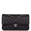 Chanel Medium Classic Double Flap Bag Black Caviar Silver Hardware