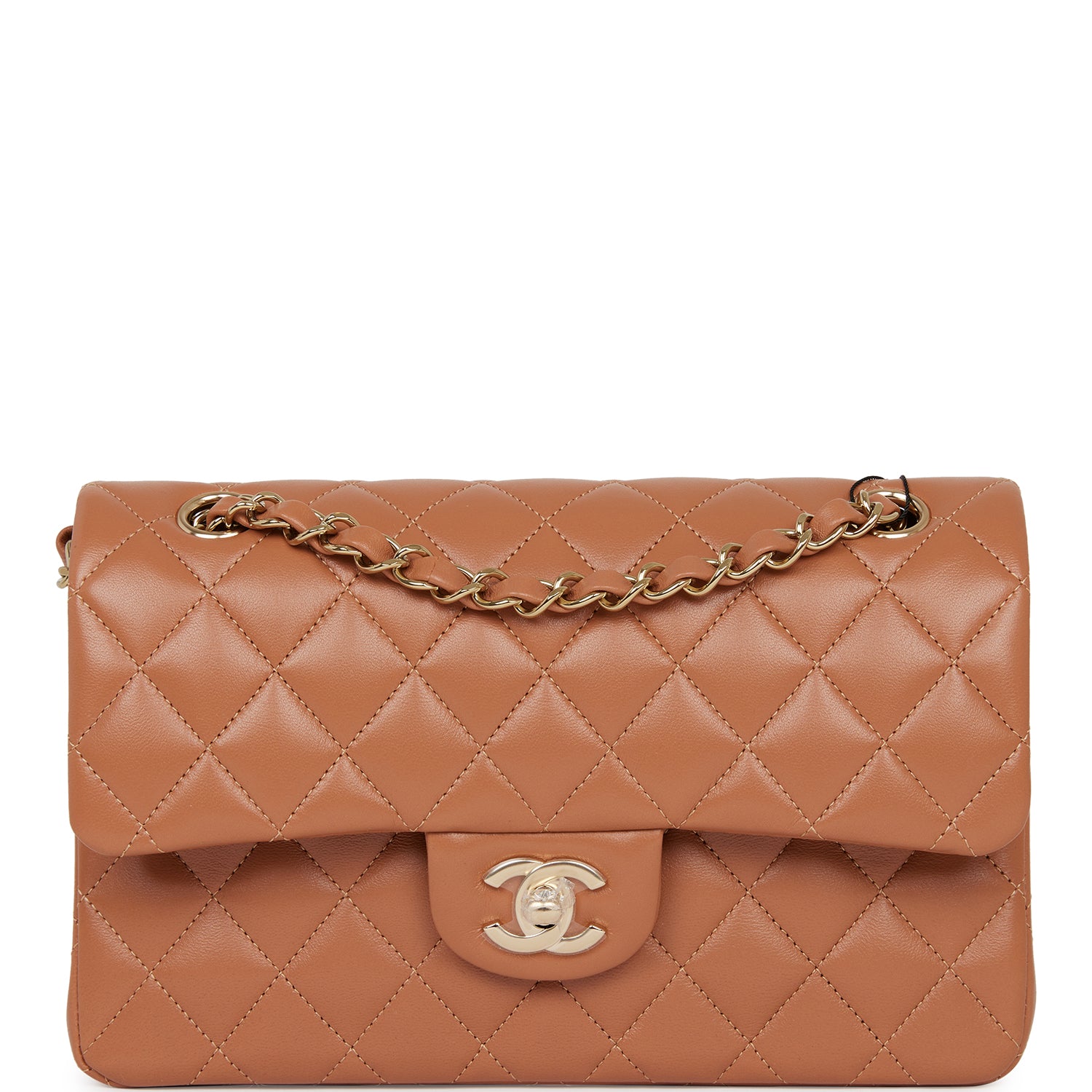 Chanel Small Classic Double Flap Bag Caramel Lambskin Light Gold Hardware
