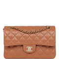 Chanel Small Classic Double Flap Bag Caramel Lambskin Light Gold Hardware Deposit 2