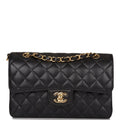 Chanel Black Quilted Caviar Small Classic Double Flap Bag Gold Hardware