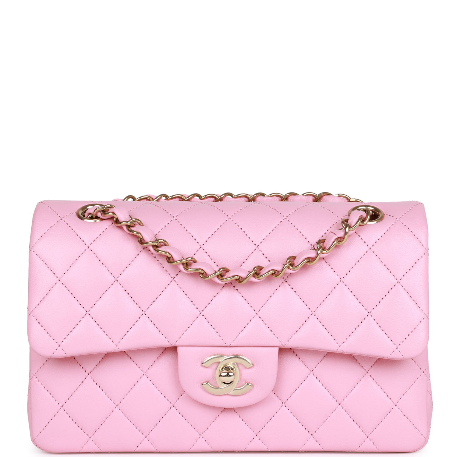 Chanel Small Classic Double Flap Pink Lambskin Light Gold Hardware - Remaining Balance
