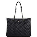 Chanel Timeless Tote Bag Black Calfskin Silver Hardware