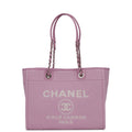 Chanel Small Deauville Shopping Bag Pink Boucle Light Silver Hardware
