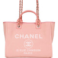 Chanel Small Deauville Shopping Bag Pink Boucle Light Gold Hardware