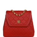 Vintage Chanel Trapeze Flap Bag Red Lambskin Gold Hardware