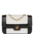 Vintage Chanel Mini Mademoiselle Bag Black and White Lambskin Gold Hardware