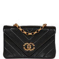 Vintage Chanel Faux Pearl Coco Bijou Mini Flap Bag Black Lambskin Gold Hardware