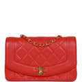 Vintage Chanel Small Diana Flap Bag Red Lambskin Gold Hardware