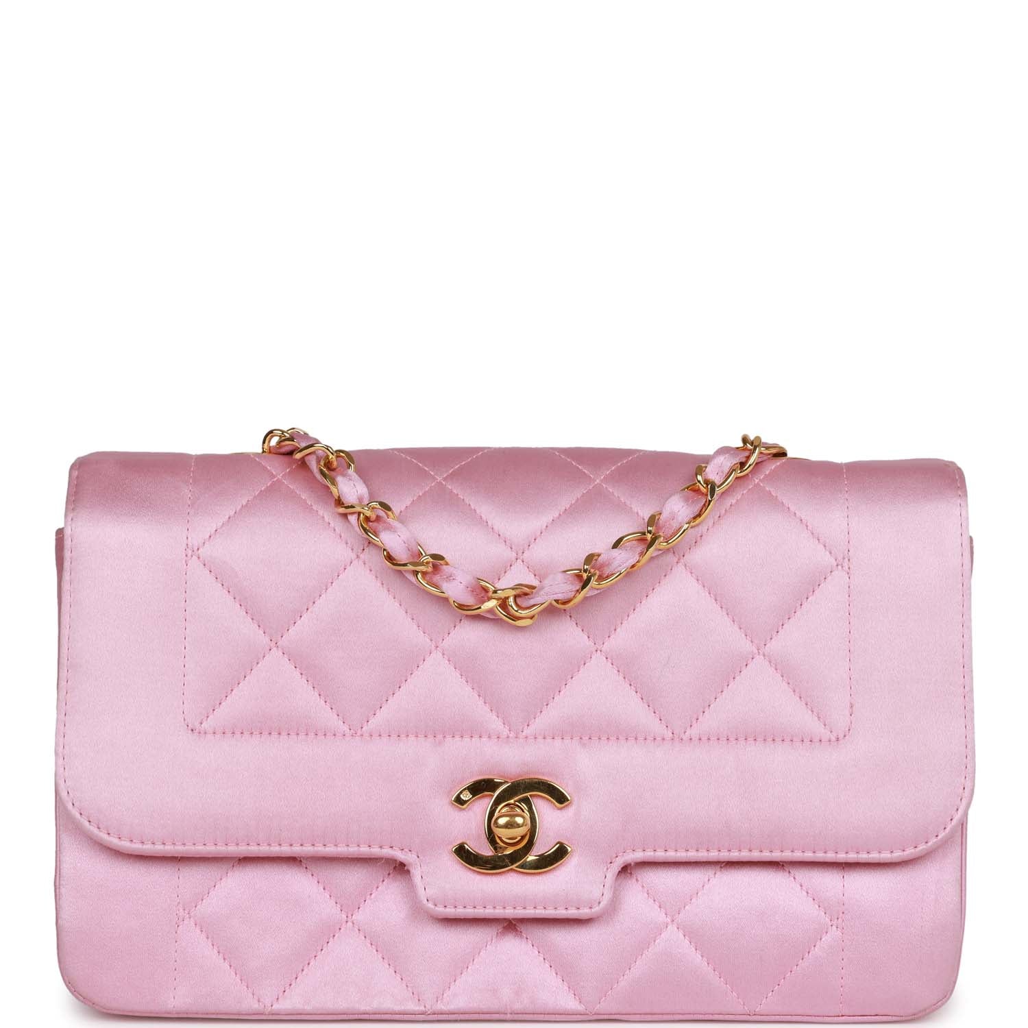 Vintage Chanel Small Flap Bag Pink Satin Gold Hardware