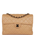 Vintage Chanel Jumbo Single Flap Bag Caramel Lambskin Black Hardware