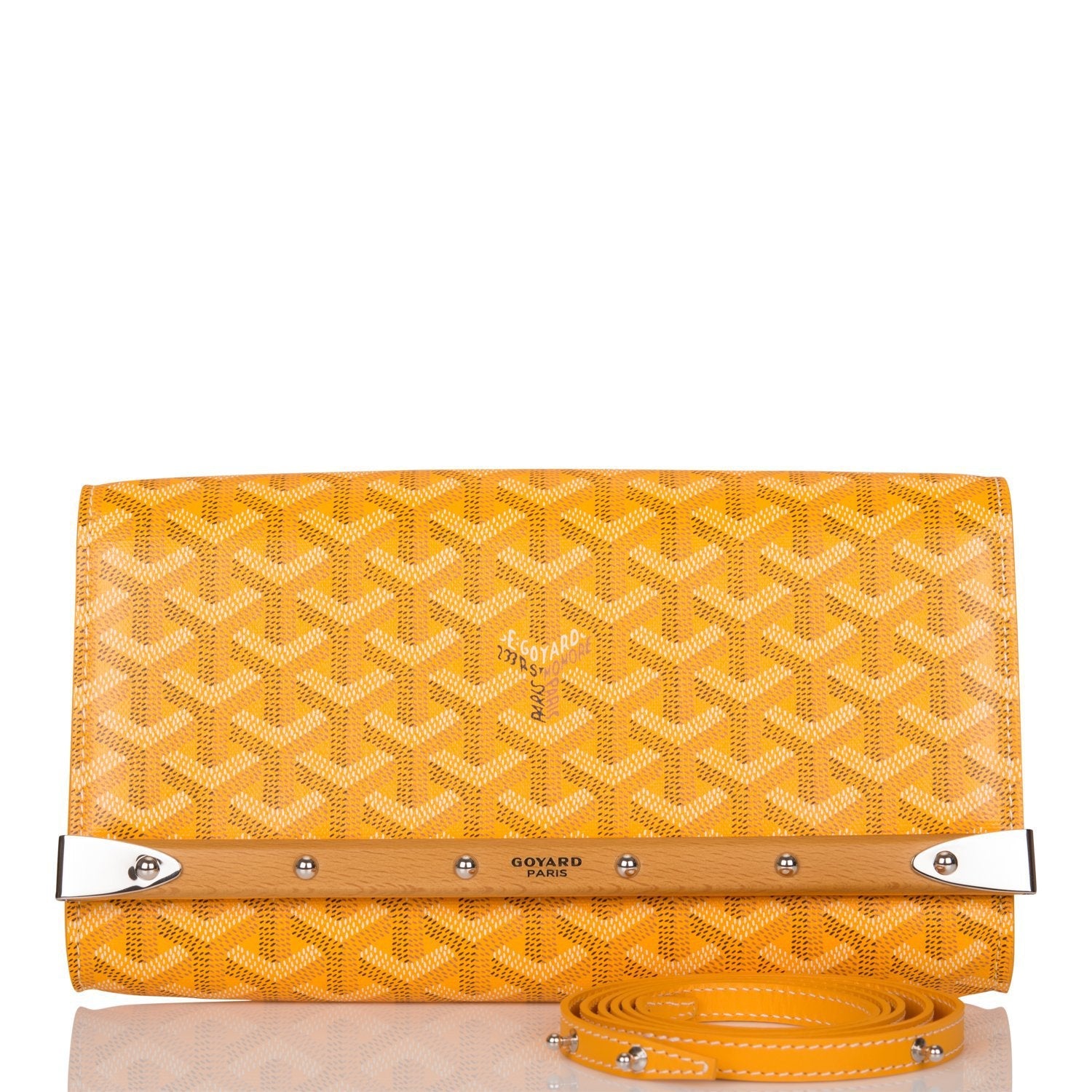 Goyard Goyardine Yellow Monte Carlo PM Clutch/Shoulder Bag Silver Hardware