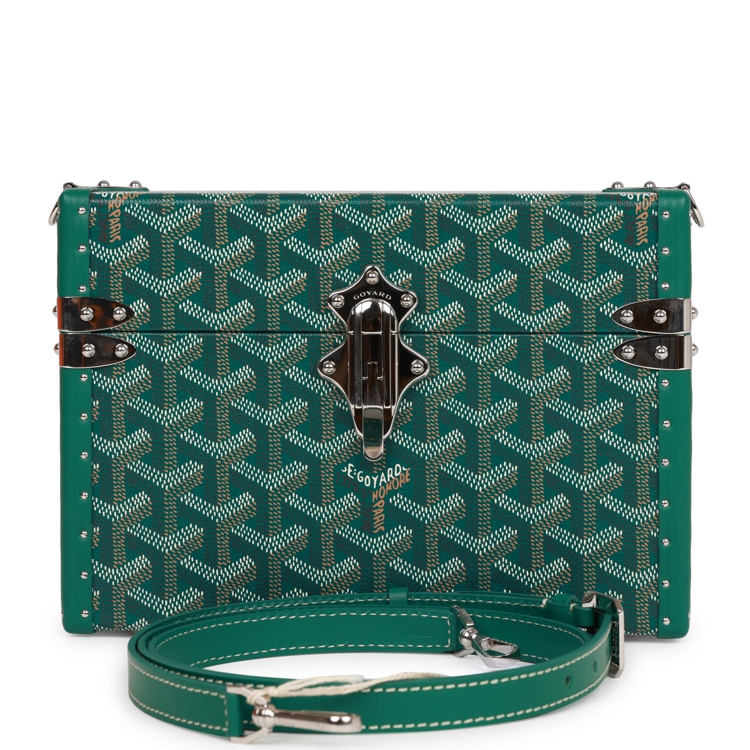 Goyard Goyardine Green Cassette Trunk Clutch/Shoulder Bag Silver Hardware