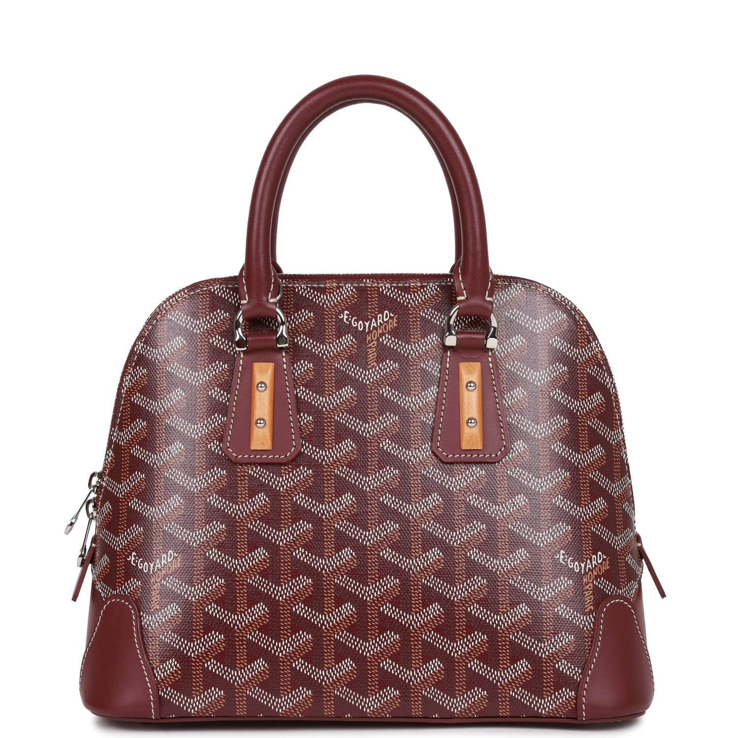 Goyard Vendome Mini Bag Burgundy Goyardine Silver Hardware