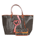 Goyard Goyardine Black Hand-Painted Coeur Ruban St. Louis GM Tote Bag Silver Hardware