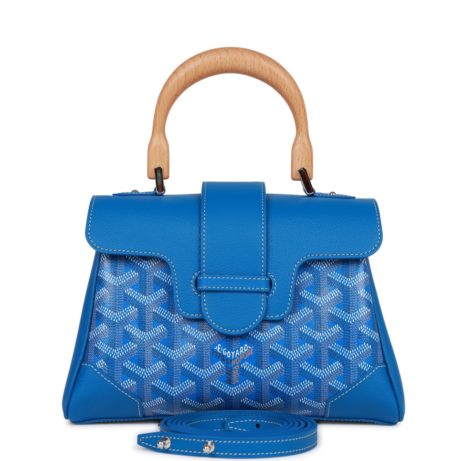 Goyard Saigon Souple Mini Bag Blue Goyardine Silver Hardware