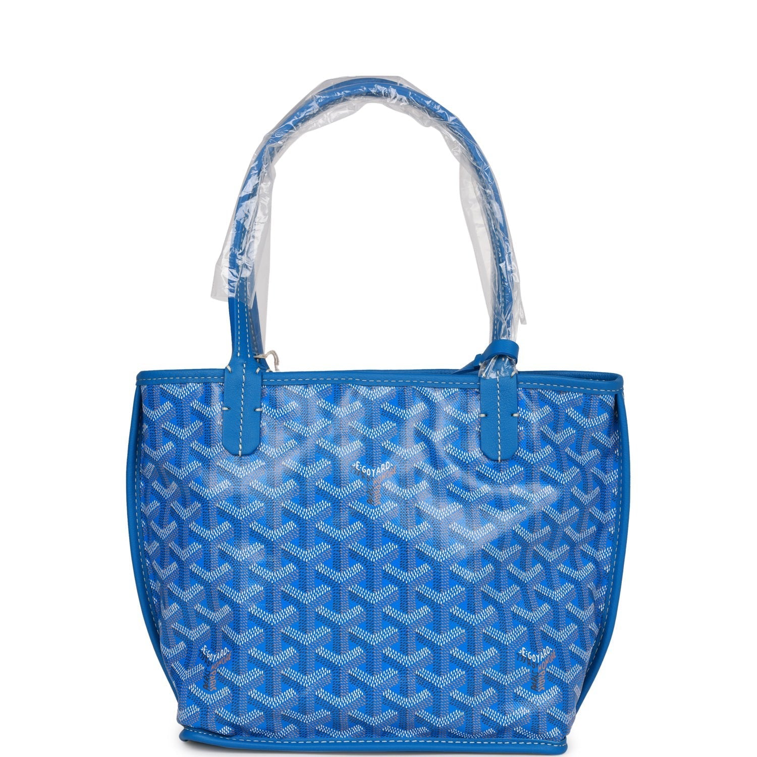 Goyard Goyardine Blue Anjou Mini Reversible Tote Bag Palladium Hardware