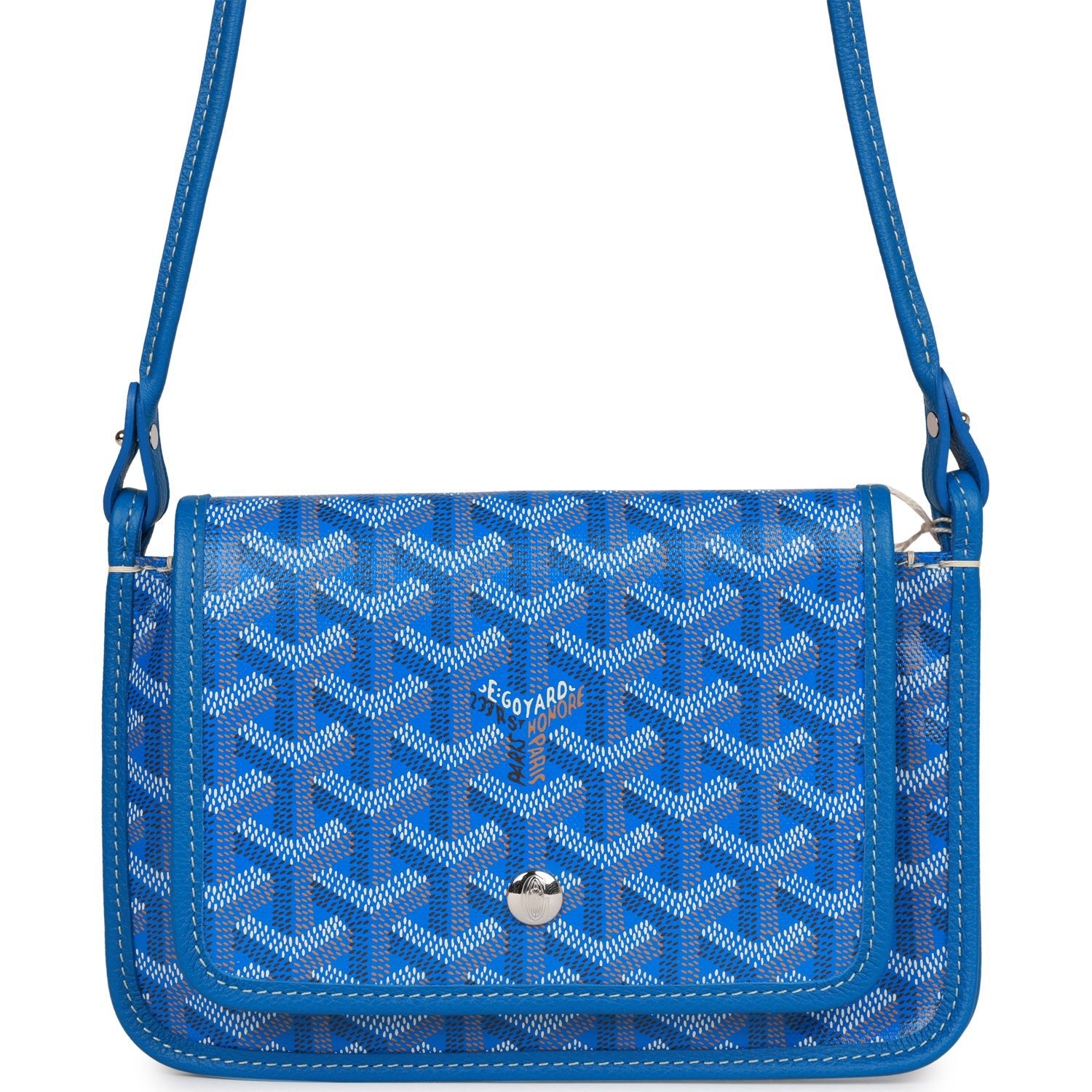 Goyard Plumet Pocket Wallet Sky Blue Goyardine Palladium Hardware
