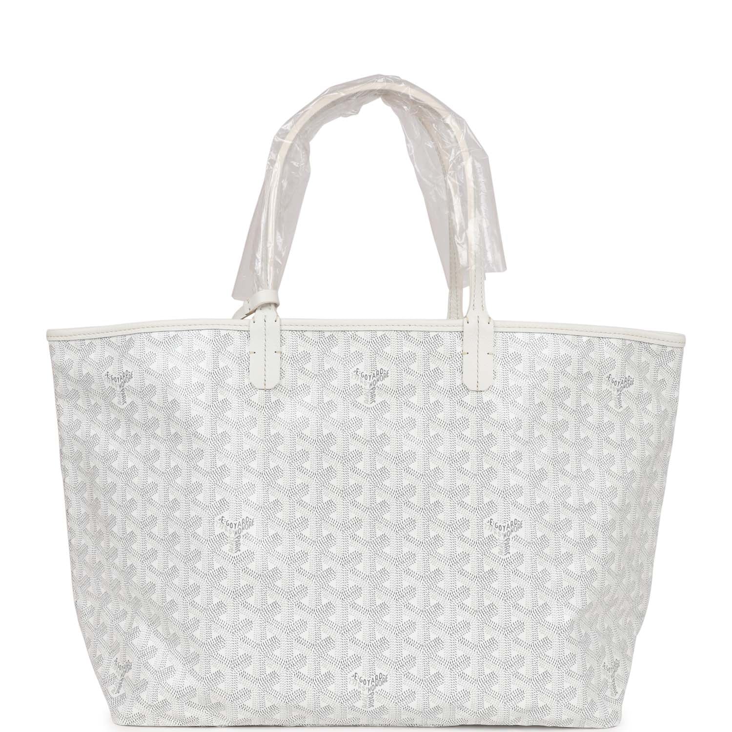 Goyard Goyardine White St. Louis PM Tote Bag Palladium Hardware