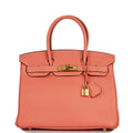 Pre-owned Hermes Birkin 30 Crevette Clemence Gold Hardware