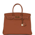 Pre-owned Hermes Birkin 35 Gold Togo Gold Hardware