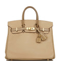 Pre-owned Hermes Special Order (HSS) Birkin 25 Ficelle Lizard and Argyle Swift Gold Hardware - Payment 2