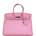 Pre-owned Hermes Birkin 35 Bubblegum Togo Palladium Hardware