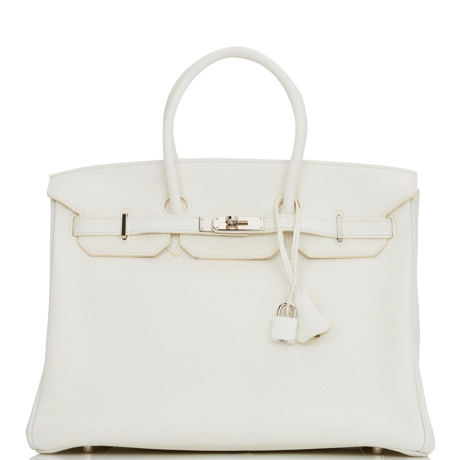 Pre-owned Hermes Birkin 35 White Clemence Palladium Hardware